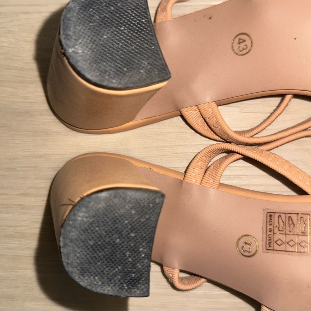 Nude Strappy Mule Heels - Picture 4 of 4